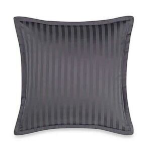 Damask Stripe Reversible Euro Sham Navy 500 Thread Count Egyptian Cotton